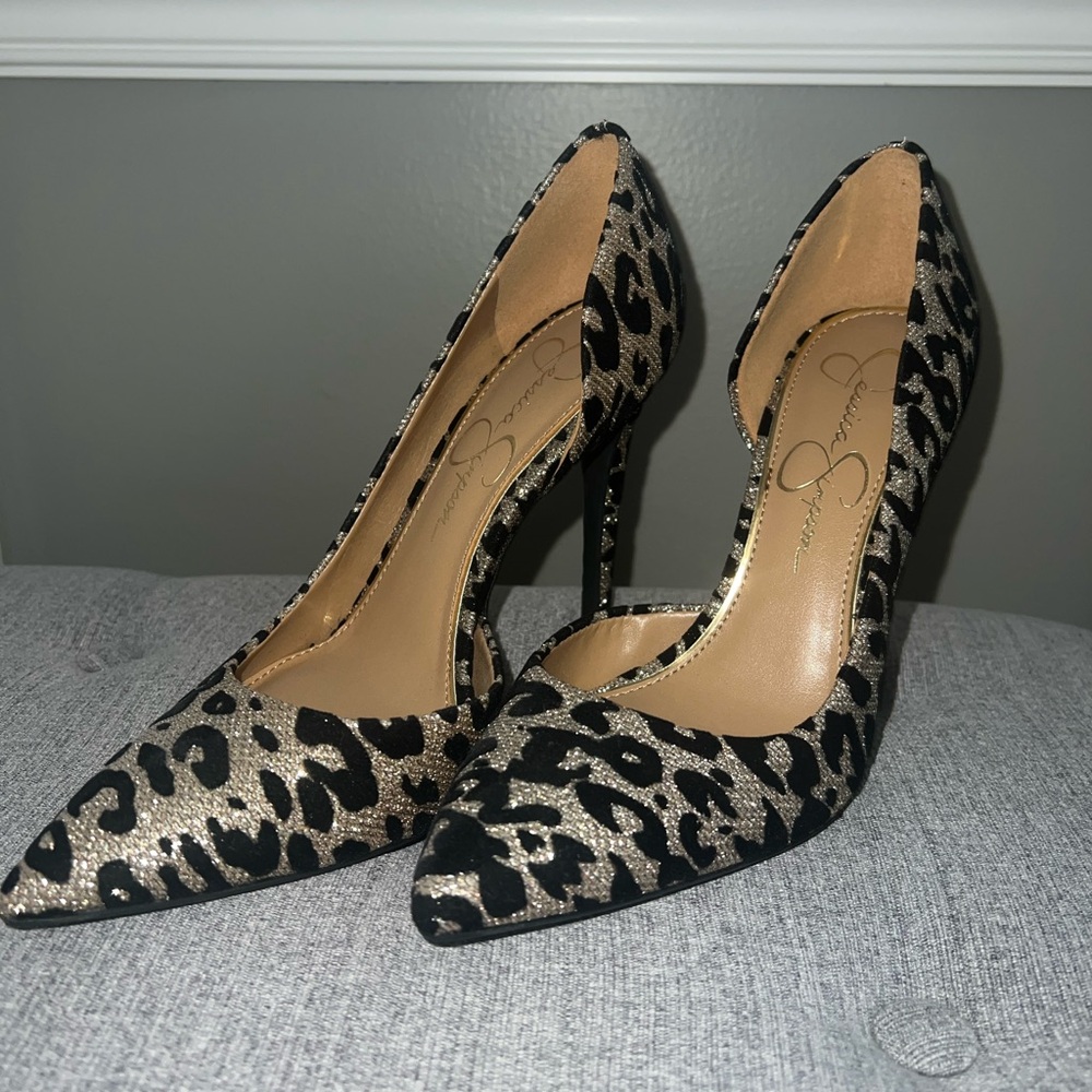 Jessica Simpson Metallic Leopard Print Pumps